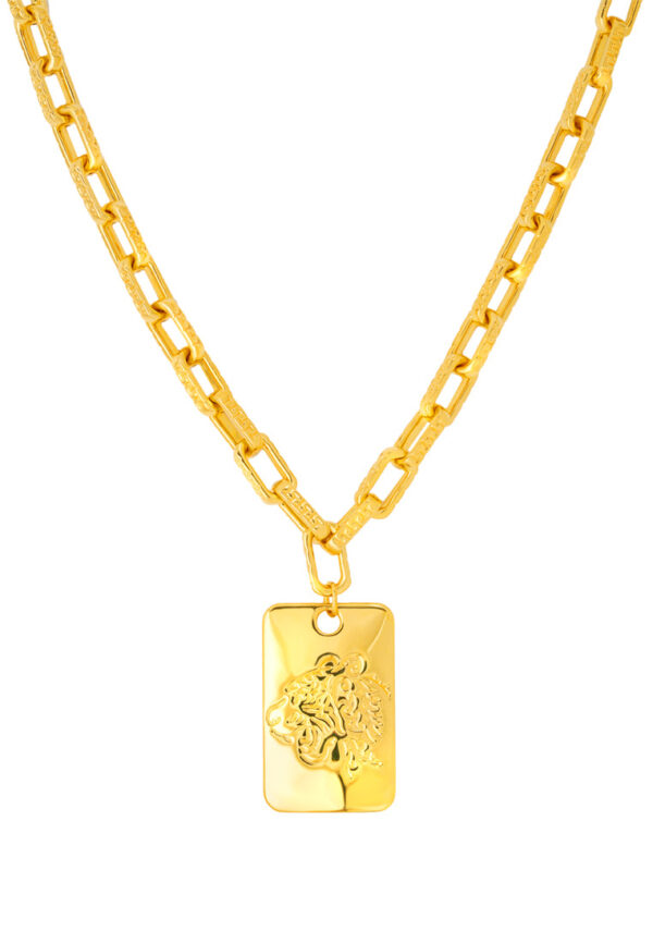 TOMEI Tiger & Fu Necklace, Yellow Gold 999 (5D)