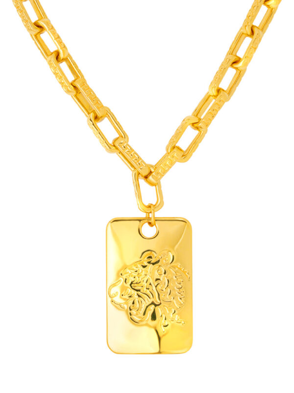 TOMEI Tiger & Fu Necklace, Yellow Gold 999 (5D)