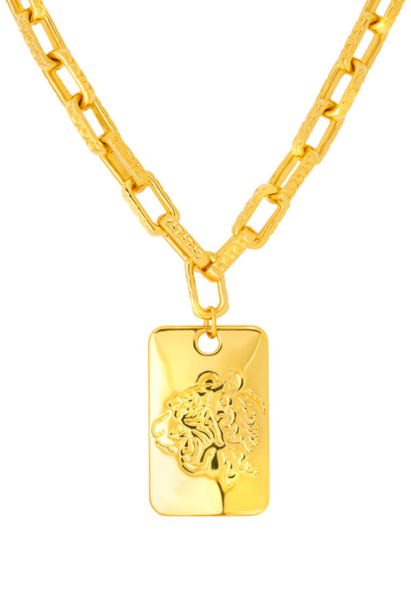 TOMEI Tiger & Fu Necklace, Yellow Gold 999 (5D)
