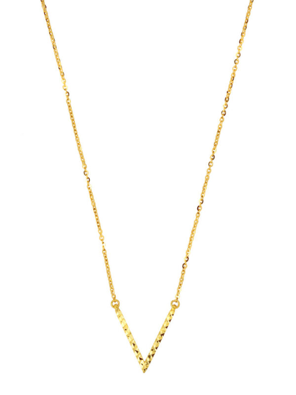 TOMEI V-Shaped Laser Bar Necklace, Yellow Gold 916
