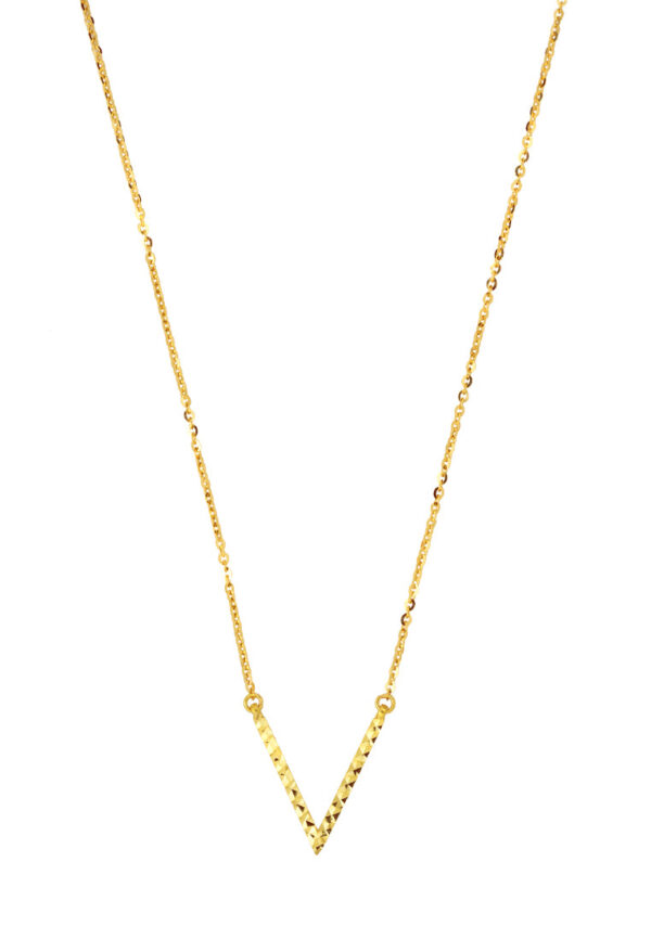 TOMEI V-Shaped Laser Bar Necklace, Yellow Gold 916