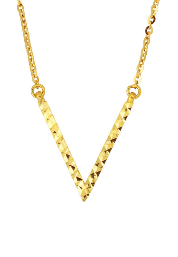 TOMEI V-Shaped Laser Bar Necklace, Yellow Gold 916