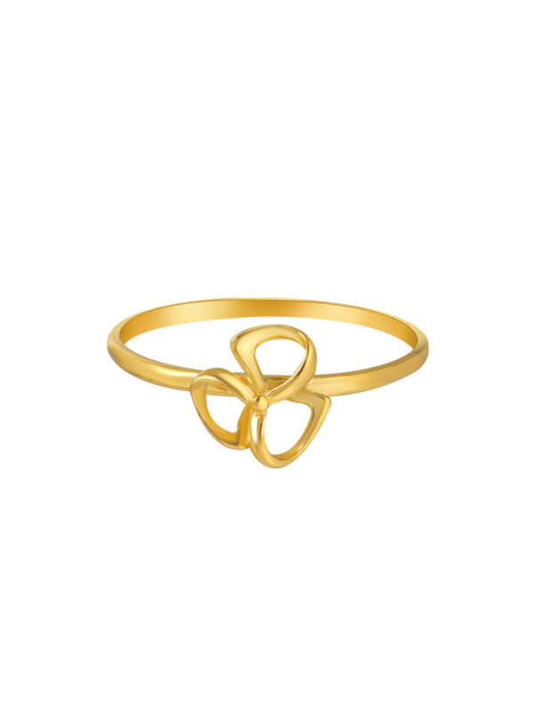 TOMEI Three-Leaves Flower Ring, Yellow Gold 916