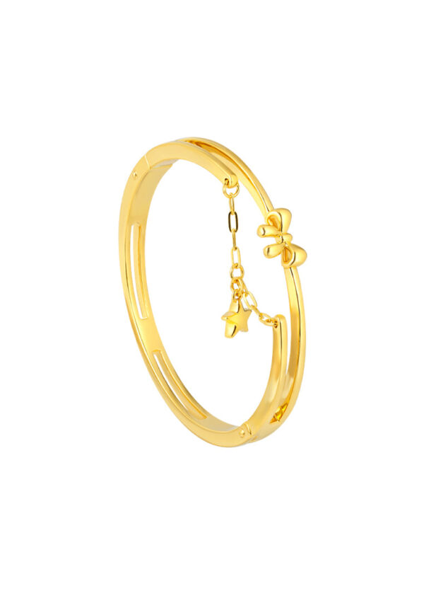 TOMEI Ribbon With Star Bangle, Yellow Gold 999 (5D)
