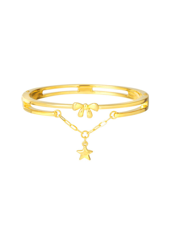 TOMEI Ribbon With Star Bangle, Yellow Gold 999 (5D)