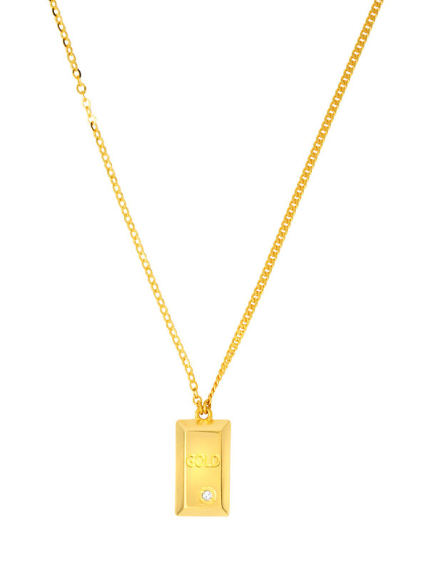 TOMEI Single Diamond Cut Goldbar Necklace, Yellow Gold 999