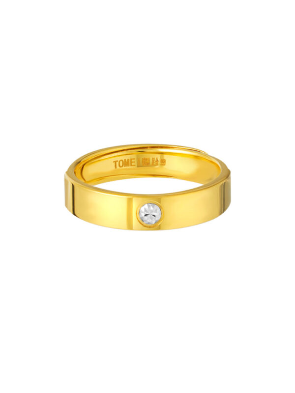 TOMEI Single Diamond Cut Ring, Yellow Gold 999