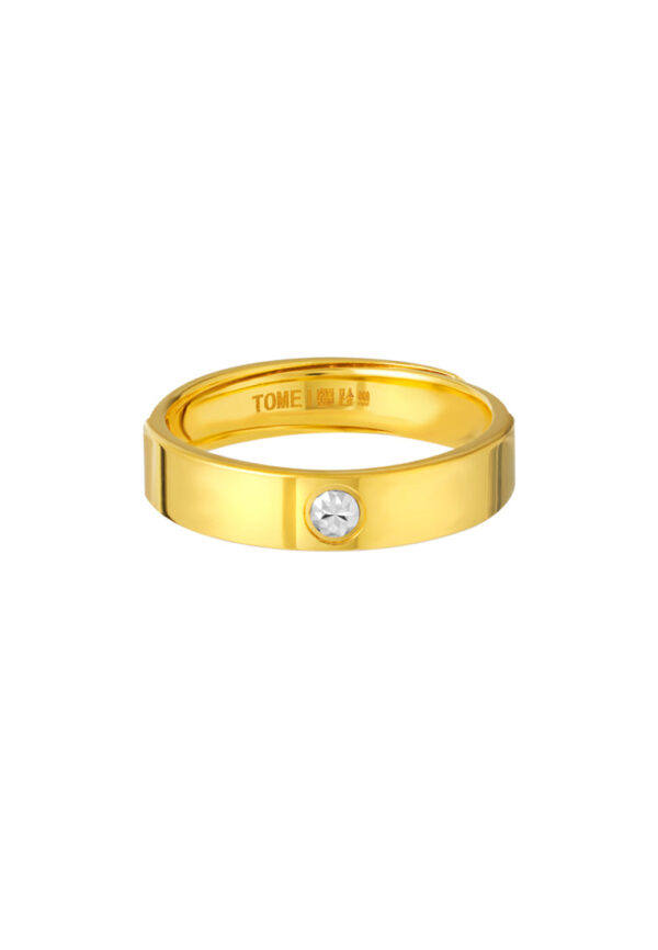 TOMEI Single Diamond Cut Ring, Yellow Gold 999