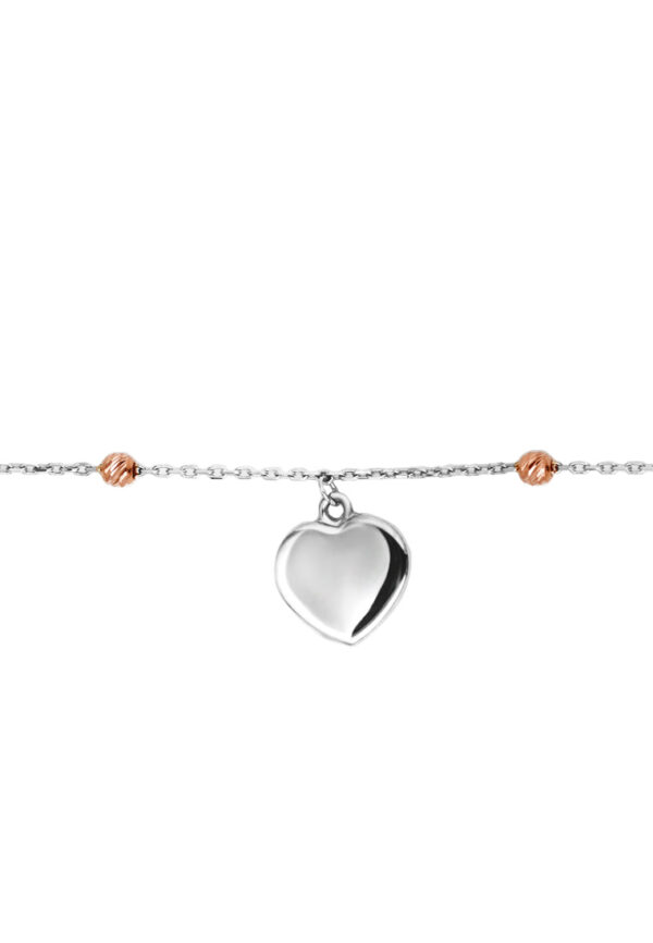TOMEI Tri-Tone Beads Bracelet, White+Rose+Yellow Gold 585