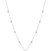 TOMEI Tri-Tone Beads Necklace, White+Rose+Yellow Gold 585