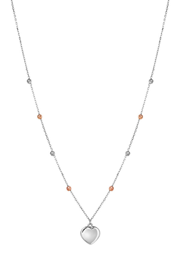 TOMEI Tri-Tone Beads Necklace, White+Rose+Yellow Gold 585