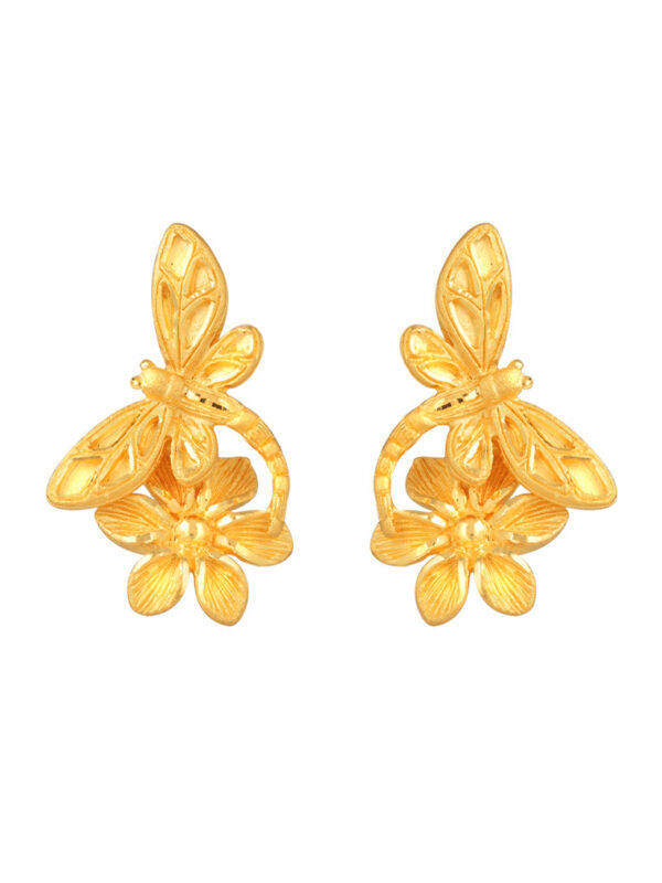 [TOMEI x Prima Gold] Vigorous Vine Earrings, Yellow Gold 999