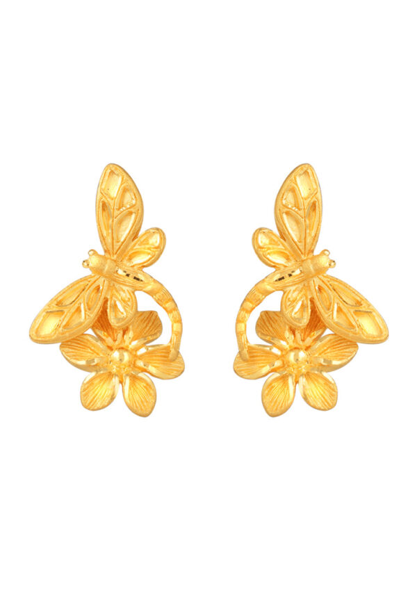 [TOMEI x Prima Gold] Vigorous Vine Earrings, Yellow Gold 999