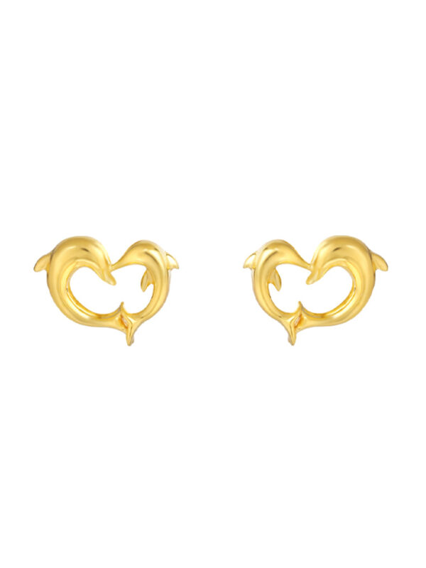 TOMEI Dolphin Love Earrings, Yellow Gold 916