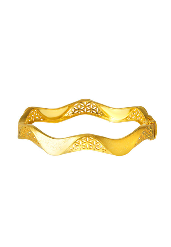 TOMEI Sri Puteri Collection Wavy Bangle, Yellow Gold 916