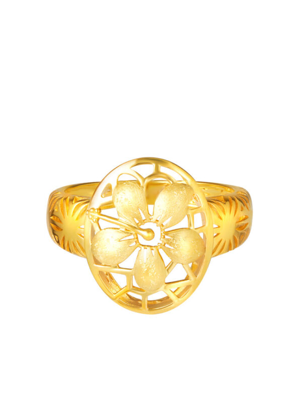 TOMEI Sri Puteri Collection Hibiscus Ring, Yellow Gold 916