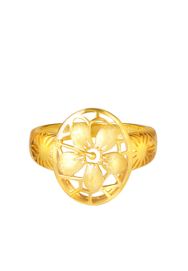 TOMEI Sri Puteri Collection Hibiscus Ring, Yellow Gold 916