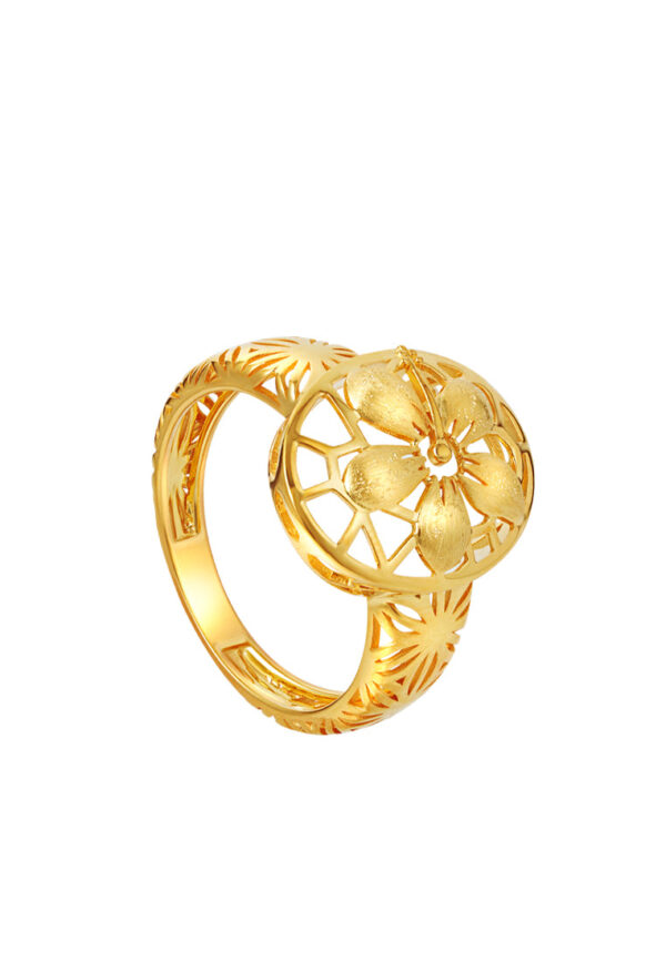 TOMEI Sri Puteri Collection Hibiscus Ring, Yellow Gold 916