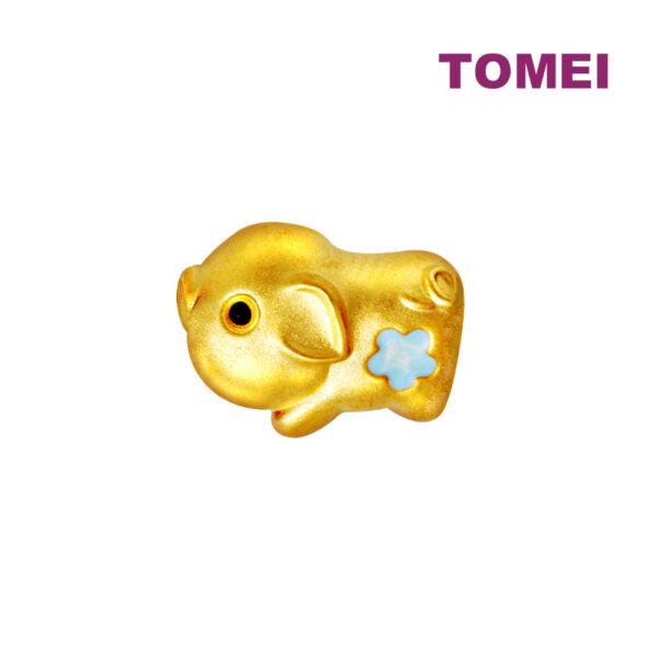 TOMEI [2024 Edition] Colorful Chubby Fortune Zodiac Charm with Red Rope Bracelet, Yellow Gold 999