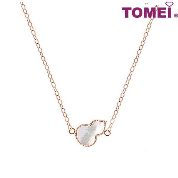 TOMEI Rouge Collection Nacre Simply Gourd Necklace, Rose Gold 750