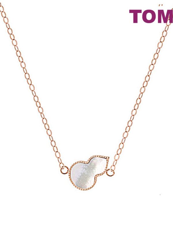 TOMEI Rouge Collection Nacre Simply Gourd Necklace, Rose Gold 750