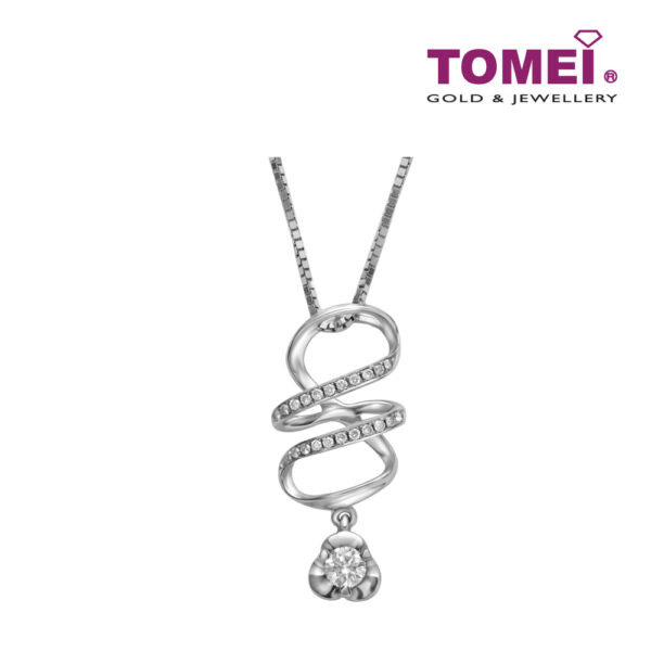TOMEI Whimsicality in Glamorous Sparks Pendant Set, Diamond White Gold 375