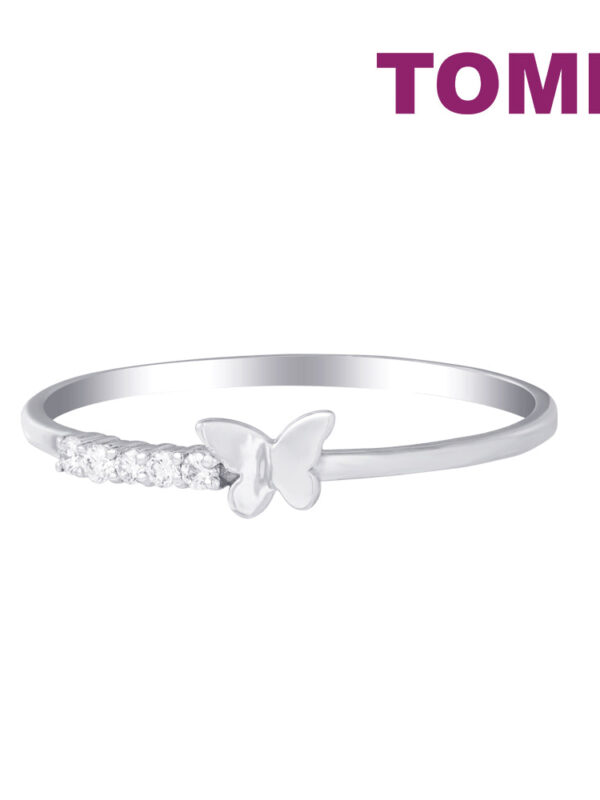 TOMEI [Online Exclusive] Minimalist Butterfly Ring, White Gold 750