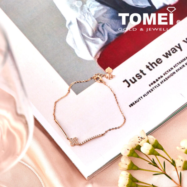TOMEI Rouge Collection Sparkling Clover Diamond Bracelet, Rose Gold 750