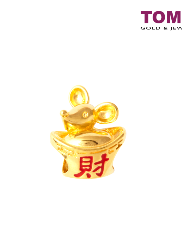 TOMEI Prosperity Sailing of Wealth Rat Charm, Yellow Gold 916