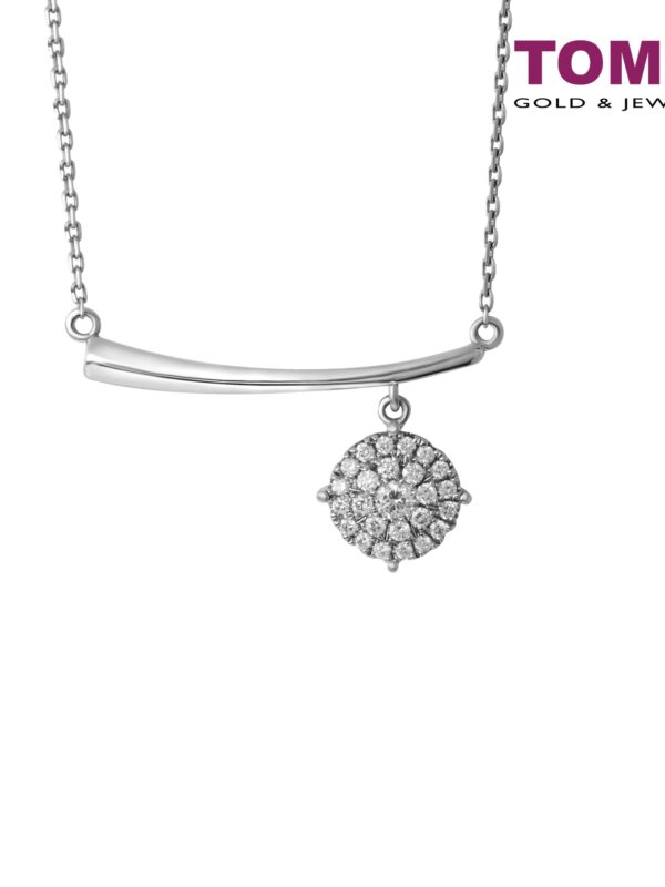 TOMEI Weight of Love Diamond Necklace, White Gold 375 (B1063)