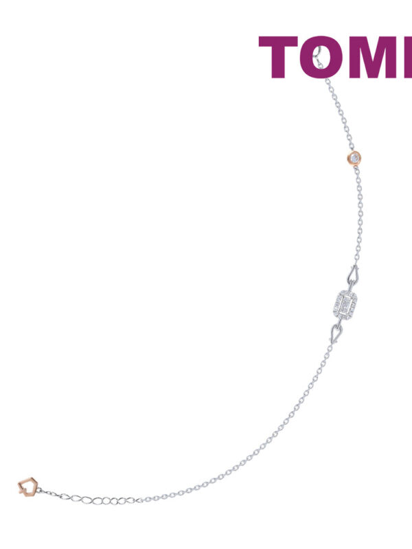 TOMEI Radiant Glowing Dainty Bracelet, White+Rose Gold 585