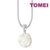 TOMEI White Rugosa Rose Pendant, White Gold 750