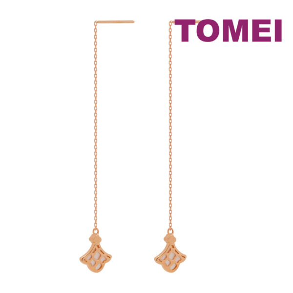 TOMEI Rouge Collection Elongated Style Leaf Earrings, Rose Gold 750