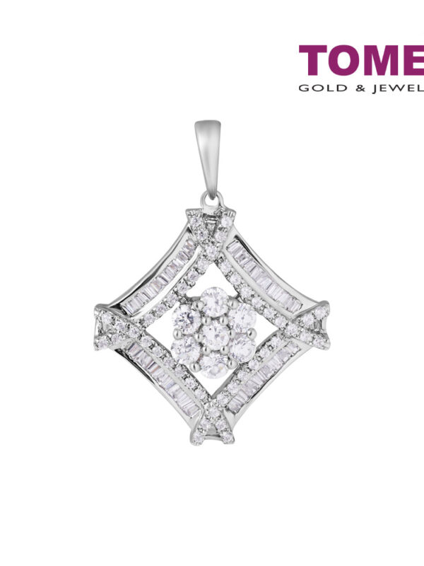 TOMEI Quadrated In Elegance Pendant, Diamond White Gold 750