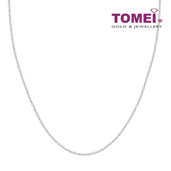 Tomei Sparkling with Laser Necklace, Unisex White Gold 585