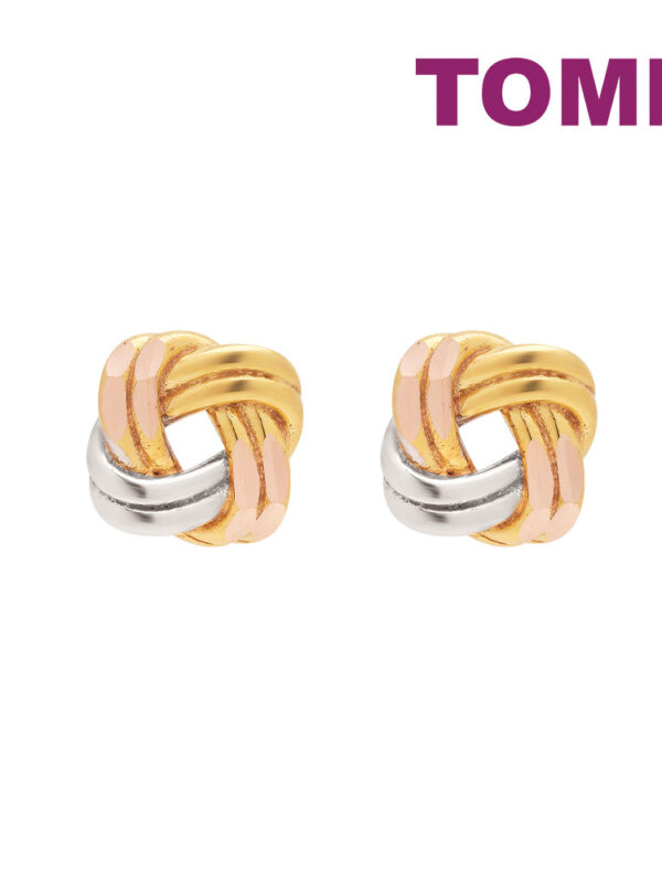 TOMEI Trio Tone Knot Earrings, Gold 585