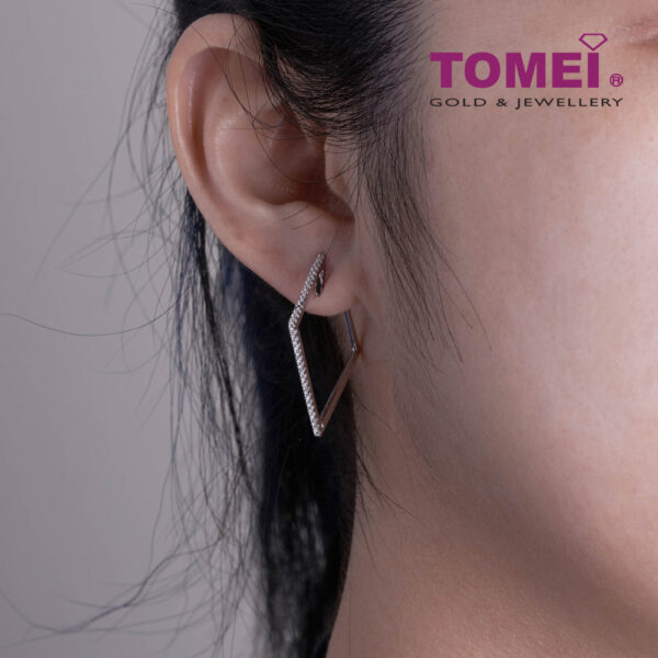 TOMEI Square Hoop Diamond Earrings White Gold 750