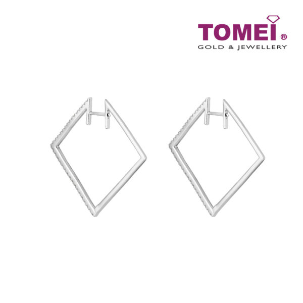 TOMEI Square Hoop Diamond Earrings White Gold 750