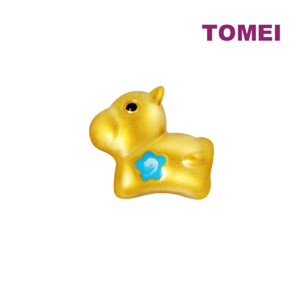 TOMEI [2024 Edition] Colorful Chubby Fortune Zodiac Charm with Red Rope Bracelet, Yellow Gold 999
