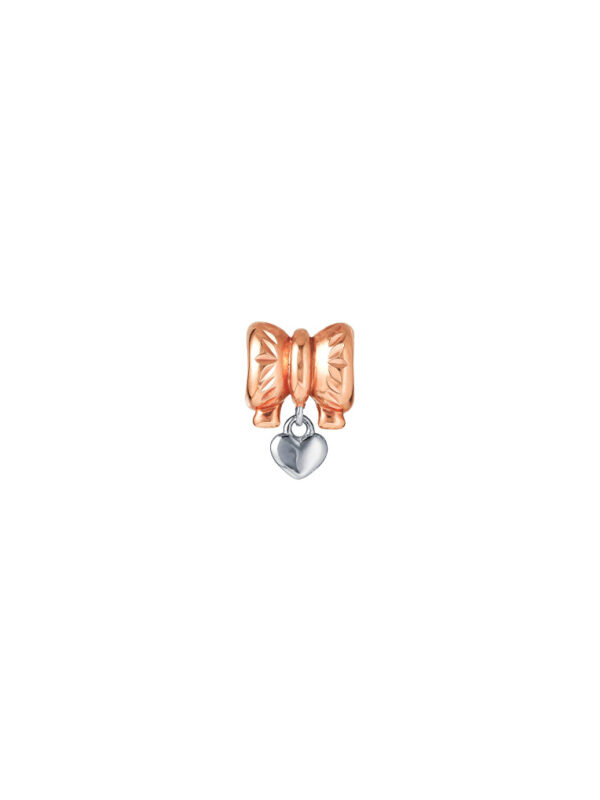 TOMEI Ribbon Love Charm, White+Rose Gold 585
