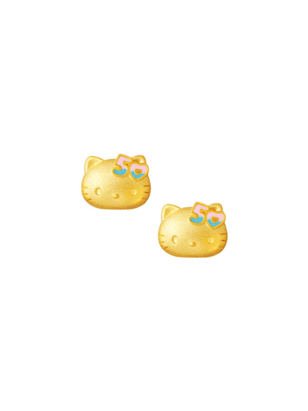 TOMEI X SANRIO Hello Kitty 50th Anniversary Earrings, Yellow Gold 916