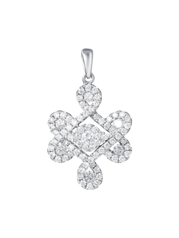 TOMEI Ruyi Knot Diamond Pendant, White Gold 750