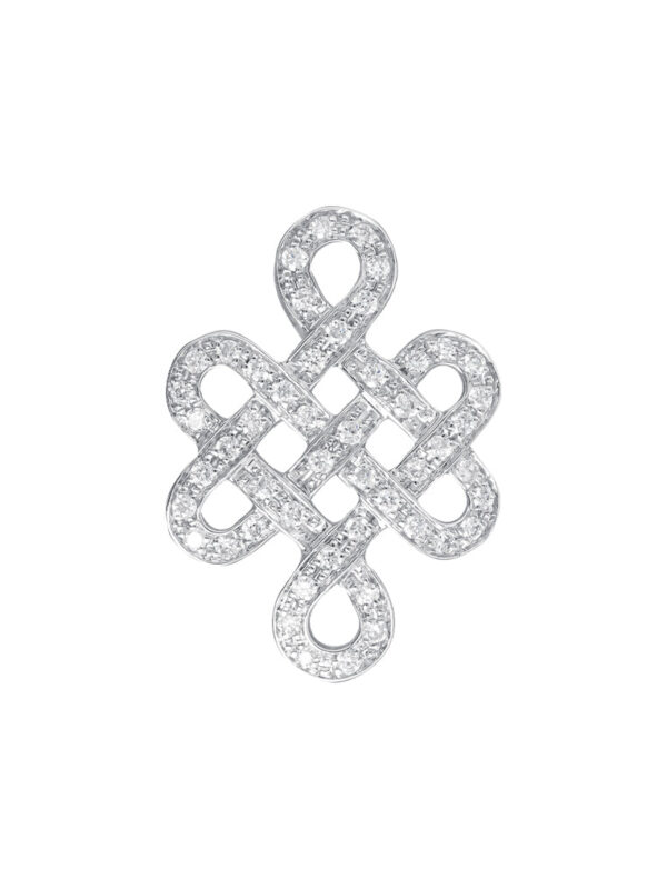 TOMEI Ruyi Knot Diamond Pendant, White Gold 750