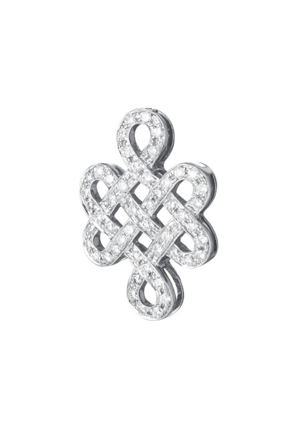 TOMEI Ruyi Knot Diamond Pendant, White Gold 750