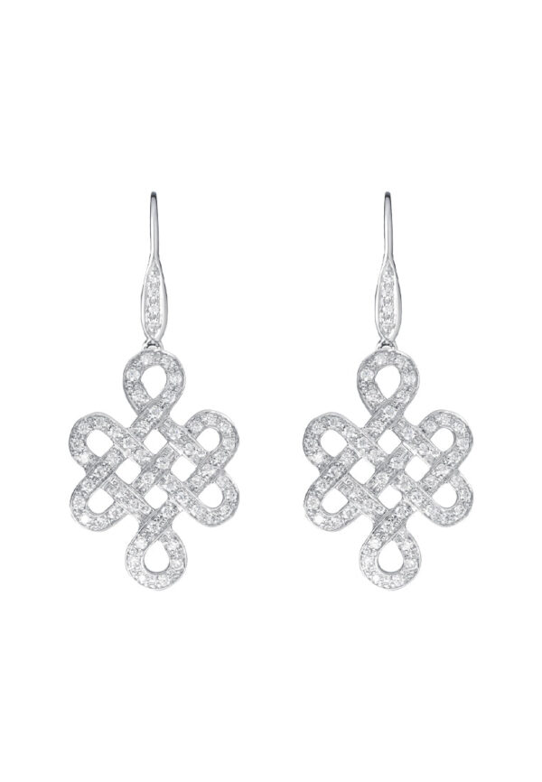 TOMEI Ruyi Knot Diamond Earrings, White Gold 750