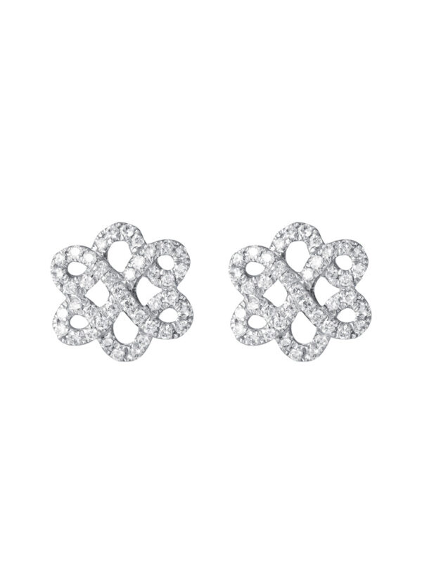 TOMEI Ruyi Knot Diamond Earrings, White Gold 750