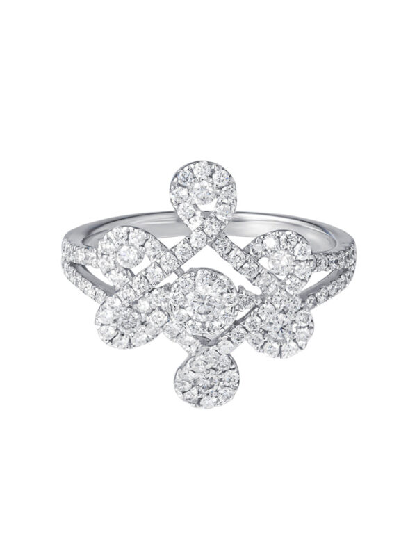 TOMEI Ruyi Knot Diamond Ring, White Gold 750