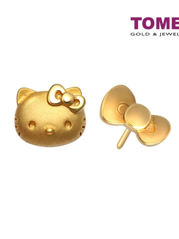 TOMEI x Hello Kitty with Lovely Bow Earrings, Yellow Gold 916 (HK-YG1138E-1C-1.78G)