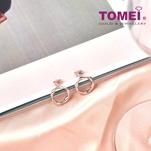 TOMEI Shining Wave Earrings, White Gold 585 (X3TE12860-W)