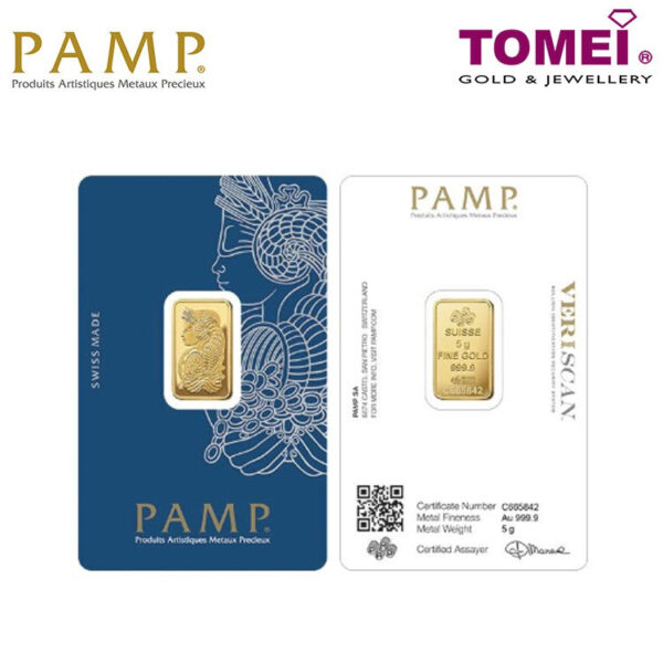 TOMEI x PAMP Suisse Lady Fortuna Gold Bar | 2.5 Grams | 5 Grams | 10 Grams |  Fine Gold 9999